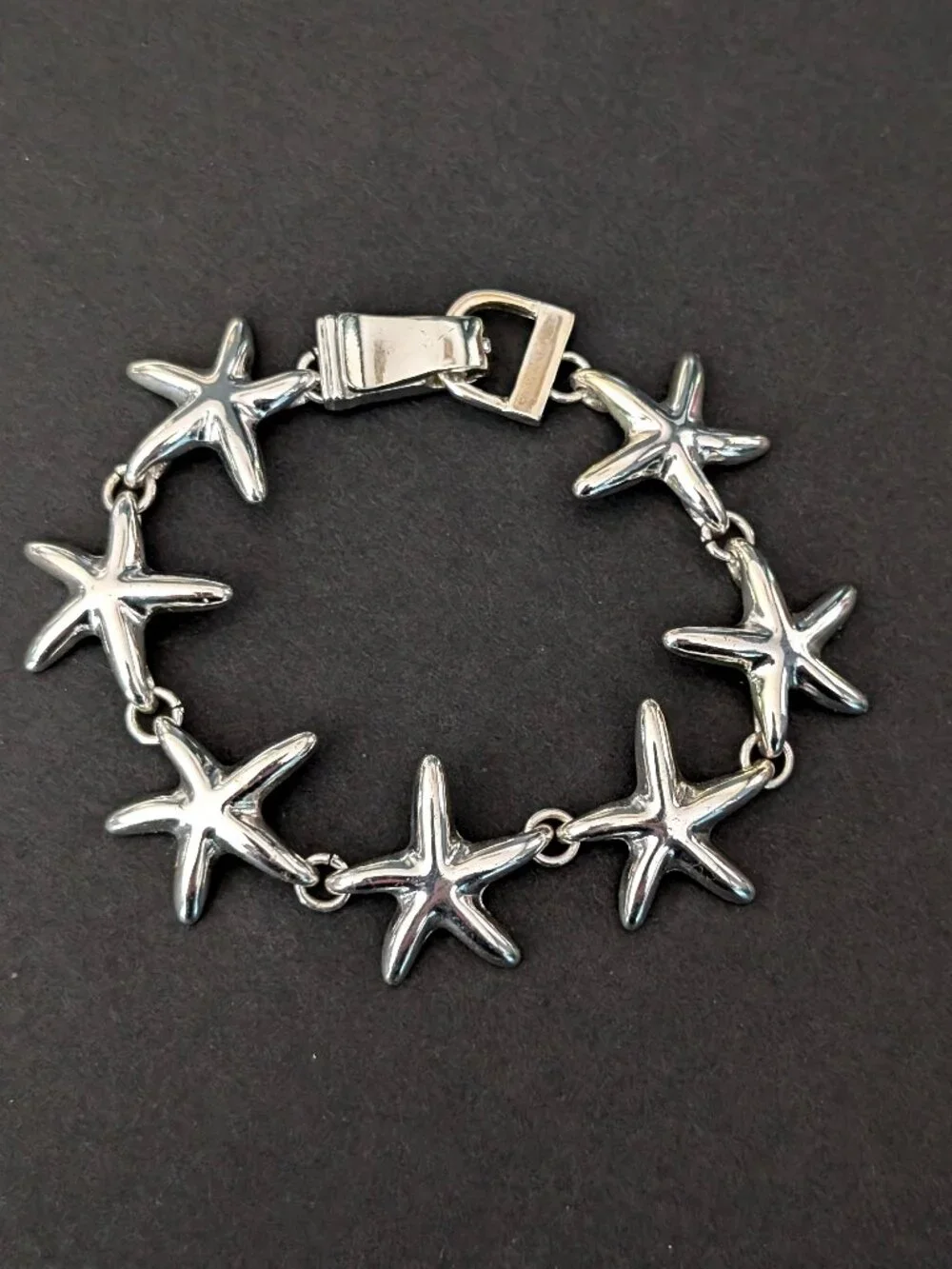 Silver starfish magnetic closure bracelet
